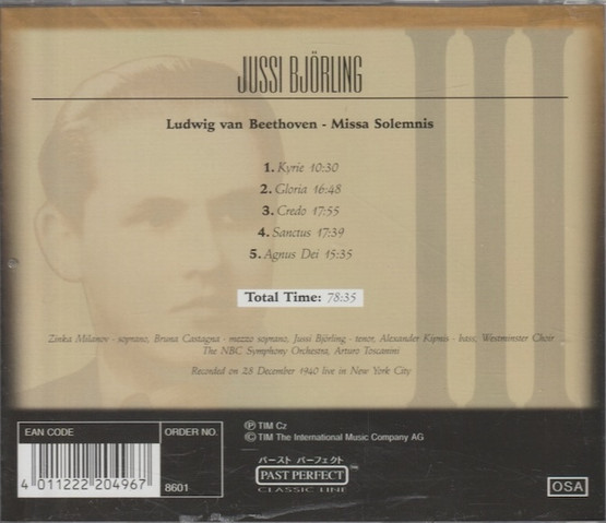 Beethoven / Jussi Björling: Missa Solemnis CD (Käyt)