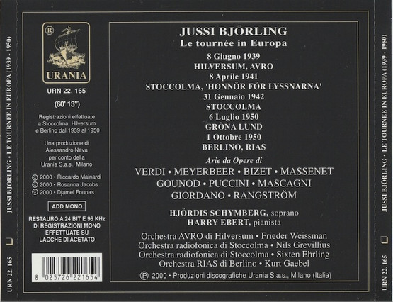 Jussi Björling in Europa CD (Käyt)