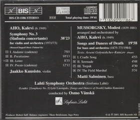 Kalevi Aho /Vänskä: Symphony No. 3 / Songs & Dances Of Death CD (Käyt)