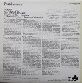Kathleen Ferrier / Brahms: Alto Rhapsody etc. LP (Käyt)