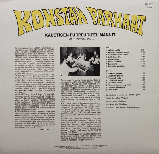 Kaustisen Purppuripelimannit: Konstan parhaat osa 1 LP (Käyt)