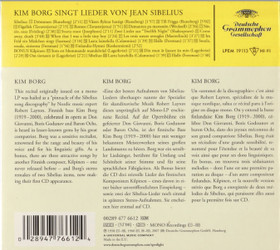 Kim Borg / Erik Werba: Kim Borg Singt Lieder Von Jean Sibelius CD Käyt