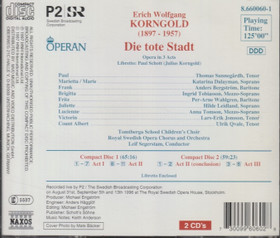 Korngold / Sunnegårdh /Dalayman / Segerstam: Die Tote Stadt 2CD (Käyt)
