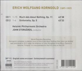 Korngold / John Storgårds: Much Ado About Nothing, Op. 11. 2CD (Käyt)
