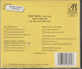 Kurt Weill: This Is The Life CD (Käyt)