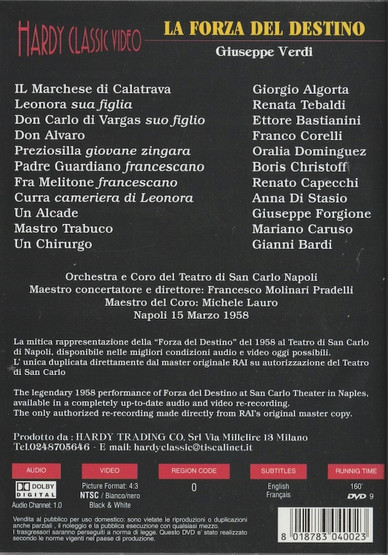 Verdi / Tebaldi /Bastianini /Pradelli: La Forza Del Destino DVD (Käyt)