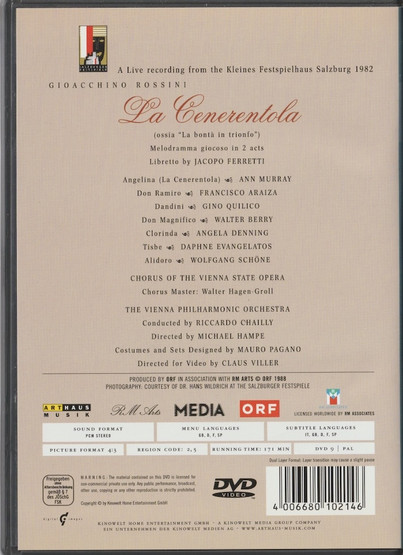 Rossini / Murray / Araiza / Guilico / Chailly: La Generentola DVD Käyt