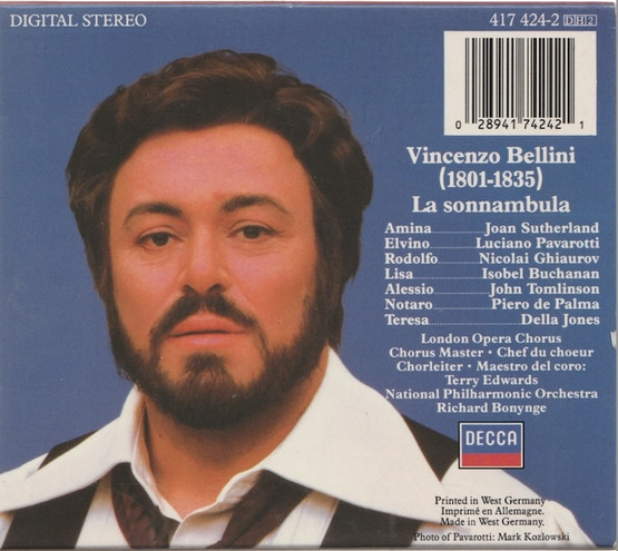 Bellini / Sutherland /Pavarotti /Bonynge: La Sonnambula 2CD Box (Käyt)