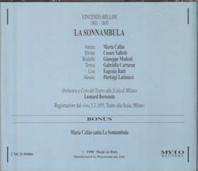 Bellini / Callas /Valetti /Modesti / Bernstein: La sonnambula 2CD Käyt