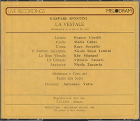 Spontini / Callas / Corelli /Rossi-Lemeni / Votto: La Vestale 2CD Käyt
