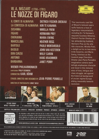 Mozart / Prey / Freni / Böhm: Le Nozze Di Figaro 2xDVD (Käyt)