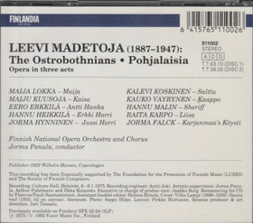 Leevi Madetoja / Jorma Panula: The Ostrobothnians / Pohjalaisia 2CD 