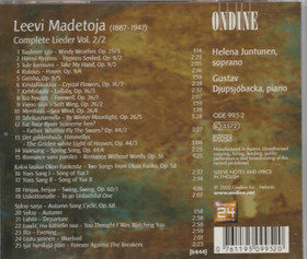 Leevi Madetoja / Helena Juntunen /Djupsjöbacka: Complete Lieder Vol.2