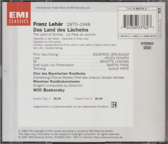 Lehár /Donath /Jerusalem / Boskovsky: Das Land Des Lächelns 2CD (Käyt)