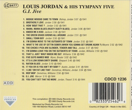 Louis Jordan & His Tympany Five: G.I. Jive CD (Käyt)
