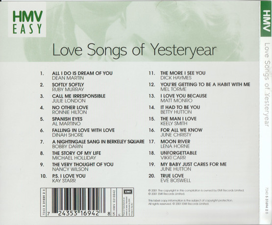 V/A: The Love Songs of Yesteryear collection CD (Käyt)