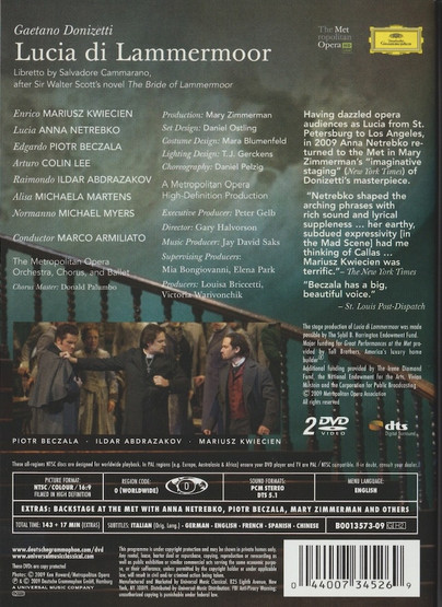 Donizetti / Netrebko / Armiliato: Lucia Di Lammermoor 2xDVD (Käyt)