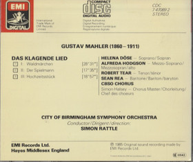 Mahler / Simon Rattle: Das Klagende Lied CD (Käyt)