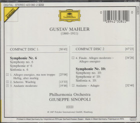 Gustav Mahler / Sinopoli: Symphonie No. 6 / Symphonie No. 10. 2CD Käyt