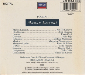 Puccini / Te Kanawa / Carreras / Chailly: Manon Lescaut 2CD Box (Käyt)