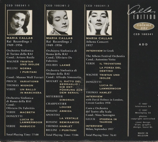 Maria Callas: Volume One 3CD Box ( Käyt)