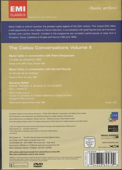Maria Callas: The Callas Conversations Volume II. DVD (Käyt)