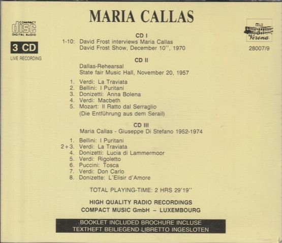 Maria Callas: Rarities - Interviews, Rehearsal, Arias 3CD (Käyt)