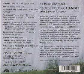 Handel / Mark Padmore: As Steals The Morn… Arias & Scenes For Tenor CD