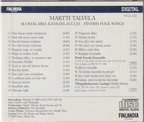 Martti Talvela: Suomalaisia kansanlauluja CD (Käyt)