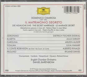 Domenico Cimarosa / Daniel Barenboim: Il Matrimonio Segreto 3CD (Käyt)