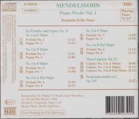 Mendelssohn / Benjamin Frith: Piano Works Vol. 1. CD (Käyt)