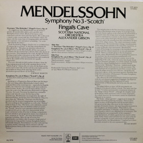 Mendelssohn / Alexander Gibson: Symphony No 3 -'Scotch' LP (Käyt)