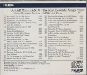Oskar Merikanto / Hynninen / Gothioni: The Most Beatiful songs CD Käyt
