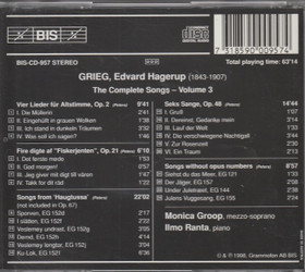 Edvard Grieg / Monica Groop / Ilmo Ranta: The Complete Songs Vol 3. CD