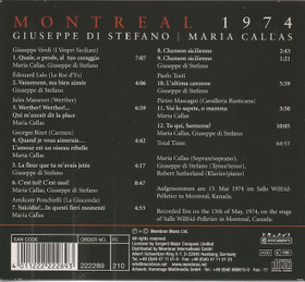 Giuseppe di Stefano / Maria Callas: Montreal 1974. CD (Käyt)
