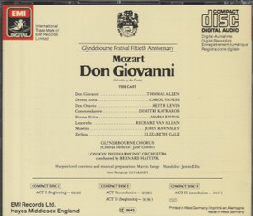 Mozart / Allen / Vaness / Ewing / Haitink: Don Giovanni 3CD Box (Käyt)