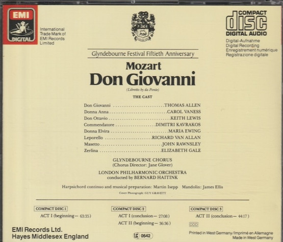 Mozart / Allen / Vaness / Ewing / Haitink: Don Giovanni 3CD Box (Käyt)
