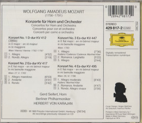 Mozart / Gerd Seifert / Herbert Von Karajan: 4 Hornkonzerte CD (Käyt)