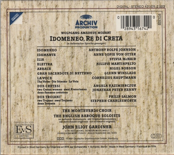 Mozart / John Eliot Gardiner: Idomeneo 3CD Box (Käyt)
