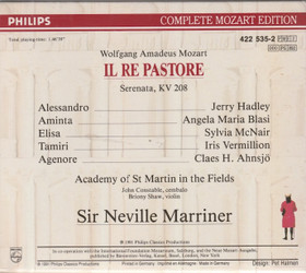 Mozart / Marriner: Il Re Pastore 2CD Box(Käyt)