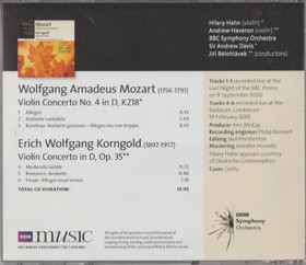 Mozart / Korngold: Violin Concerto No. 4 / Violin Concerto CD (Käyt)