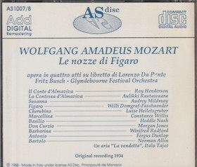 Mozart / Henderson / Rautawaara / Busch: Le nozze di Figaro 2CD (Käyt)