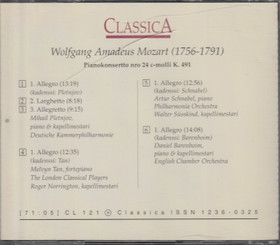 Mozart: Pianokonsertto nro24 c-molli. CD (Käyt)
