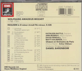 Mozart / Kathleen Battle / Daniel Barenboim: Requiem CD (Käyt)