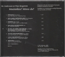 Bo Andersson & Pirjo Bergström: Muistatkos? Minns Du? CD (Käyt)