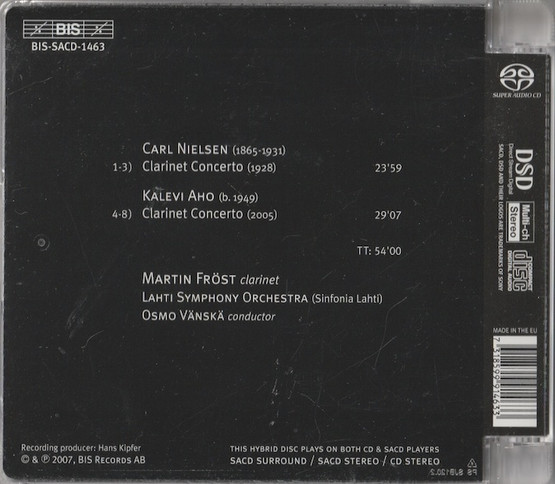 Martin Fröst / Nielsen/ Aho: Nielsen & Aho Clarinet Concertos CD Käyt