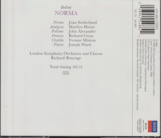 Bellini / Sutherland / Horne / Alexander / Bonynge: Norma 3CD (Käyt)