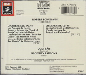 Schumann / Bär / Parsons: Dichterliebe / Liederkreis Op.39 CD (Käyt)