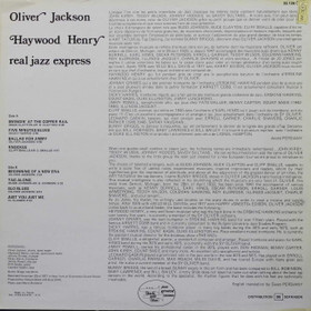 Oliver Jackson / Haywood Henry: Real Jazz Express LP (Käyt)