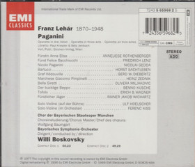 Lehár / Rothenberger /Miljakovic /Gedda / Boskovsky: Paganini 2CD Käyt